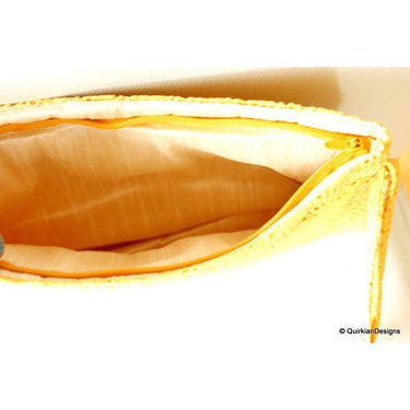 Yellow Clutch Purse, Cotton Fabric Purse